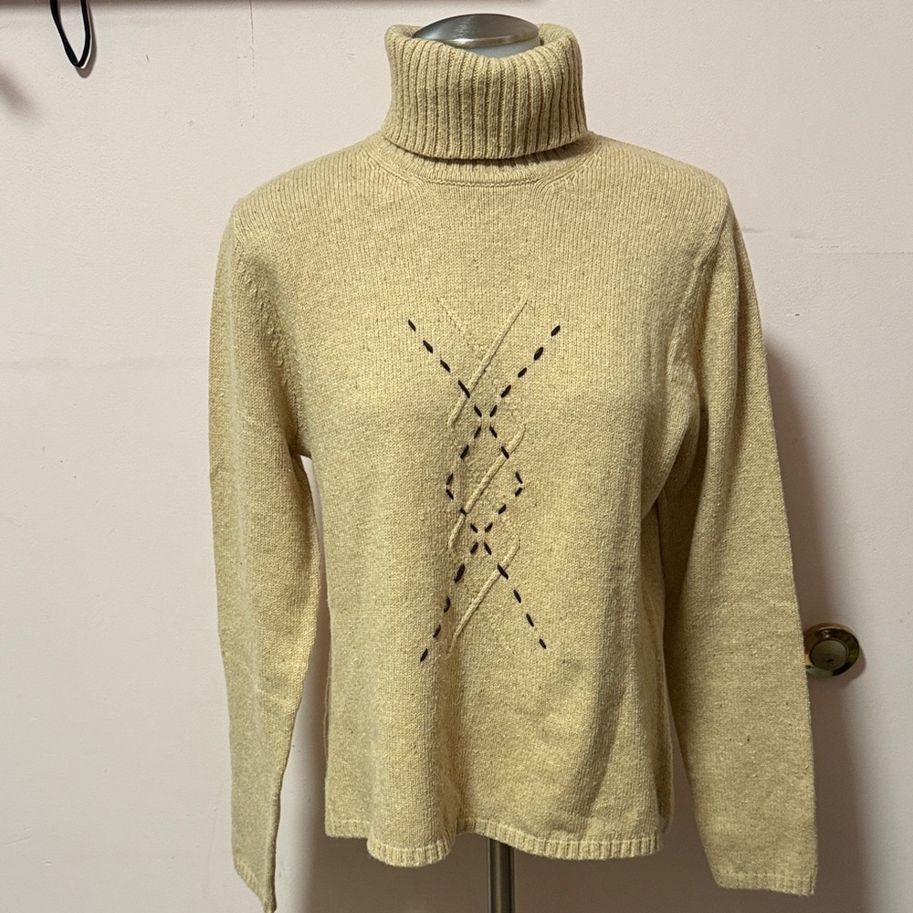 Jeanne Pierre Women's Tan Turtleneck Sweater
